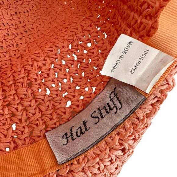 Hat Stuff Pink Woven Floppy Wide Brim Hat Shell Beaded Band Womens OS Bohemian - Picture 7 of 8